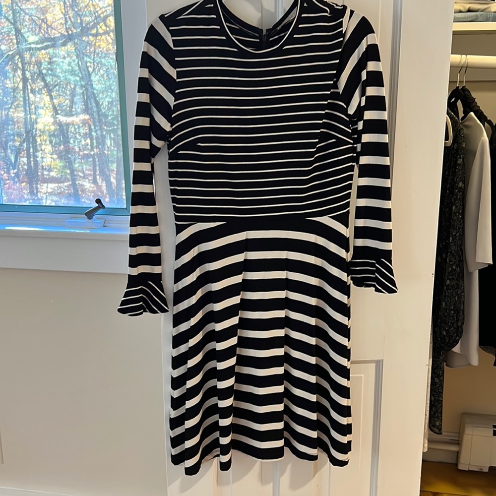 Loft striped fit & flare dress. Size 4